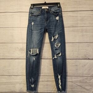 KanCan Estilo Jeans Distressed Skinny Raw Hem Women's Junior's Size 1 /24 L226
